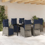 Garden Dining Set with Cushion 7 pcs Grey and Black Rattan 3380586