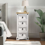 Bedside Table Corona White 35 x 32.5 x 74 cm Solid Pine Wood 42021185