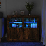 Side Cabinets with LED Lights 2 pcs Smoked Oak Engineered Wood 836639
