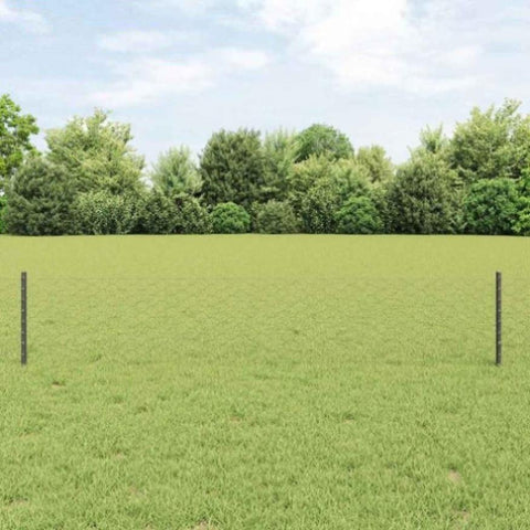 Fence with Posts Grey 0.4 x 25 m Steel 3336844