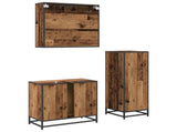 Bathroom Furniture Set with Door 3 pcs Old Wood Engineered Wood 3402423