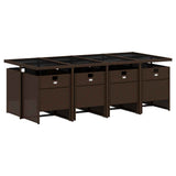 9 Piece Garden Dining Set with Cushions Brown Poly Rattan 3210561