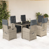 7 Piece Garden Dining Set with Cushions Grey Poly Rattan 3212465