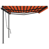 Manual Retractable Awning with Posts 6x3 m Orange and Brown 3070200