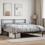Metal Bed Frame without Mattress with Headboard Black 140x190cm 372277