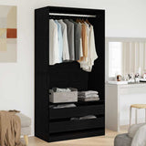 Wardrobe with Shelf Black Oak 100 x 50 x 200 cm Engineered Wood 3329299