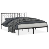 Metal Bed Frame without Mattress with Headboard Black 160x200cm 374440