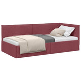 Corner Bed Frame with Headboard Wine red 90 x 200 cm Fabric 42016466