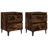 Bed Cabinets with Metal Legs 2 pcs Smoked Oak 40x35x50 cm 813129
