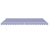 Retractable Awning Blue and White 5x3 m Fabric and Aluminium 3154425