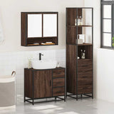 3 Piece Bathroom Furniture Set Brown Oak Engineered Wood 3301169