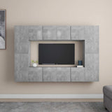 8 Piece TV Cabinet Set Concrete Grey Engineered Wood 3079088