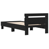 Bed Frame Black Oak 203 x 95 x 70 cm Engineered Wood 874114