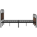 Metal Bed Frame without Mattress Brown Oak 137x190 cm 3318660