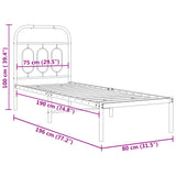 Metal Bed Frame without Mattress with Headboard White 75x190cm 377156