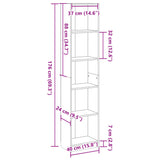 ZNTS Bookcase White 40x24x176 cm Engineered Wood 857792