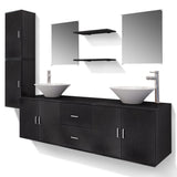 11 Piece Bathroom Furniture Set with Basin with Tap Black 273687