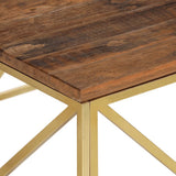 Coffee Table Gold Stainless Steel and Solid Sleeper Wood 349982