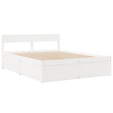 Bed with Drawers and Mattress White 140x200 cm Solid Wood Pine 3281899
