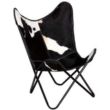 Butterfly Chair Black and White Real Cowhide Leather 243729