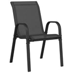 Stackable Garden Chairs 6 pcs Black Textilene Fabric 318783