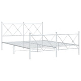 Metal Bed Frame without Mattress with Footboard White 160x200cm 376572