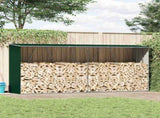 Garden Log Storage Shed Galvanised Steel 330x84x152 cm Green 47083