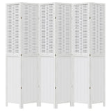 Room Divider 6 Panels White Solid Wood Paulownia 358732