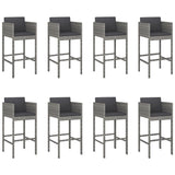 9 Piece Garden Bar Set with Cushions Grey Poly Rattan 3203938