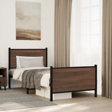 Metal Bed Frame without Mattress Brown Oak 90x190 cm Single 4007775