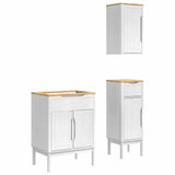 Bathroom Furniture Set FLORO 3 pcs White Solid Pine Wood 3385884