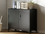 Lockable Metal Filing Cabinet, 2-Tier Storage Cupboard with Double Doors, Modern Office Organiser, T3398P554124