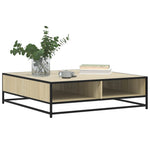 ZNTS Coffee Table Sonoma Oak 100x100x30 cm Engineered Wood and Metal 848775