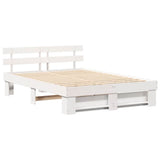 Bed Frame with Headboard White 140 x 200 cm Solid Pine Wood 872483