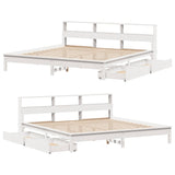 Bookcase Bed without Mattress White 180x200 cm Super King Solid Wood Pine 3309801