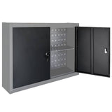 145365 Wall Mounted Tool Cabinet Industrial Style Metal Grey and Black