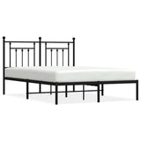 Metal Bed Frame without Mattress with Headboard Black 150x200cm 353539
