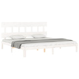 Bed Frame without Mattress White Super King Size Solid Wood Pine 3193612