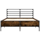 Bed Frame Smoked Oak Engineered wood, Metal 140 x 190 cm 3280079