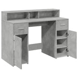 Desk with LED Lights Concrete Grey 120x55x91 cm Engineered Wood 3309414