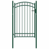 Fence Gate EMMEN with Arched Top Steel 100x106 cm Green 146365