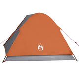 ZNTS Camping Tent Dome 3-Person Grey and Orange Waterproof 94411