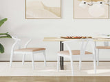 Dining Chair 2 pcs White and Brown Solid Rubber Wood 42020418