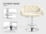PU Leather Upholstered Swivel Bar Stool, Height Adjustable with Back, Armrest, Footrest, Beige T3398P328152