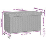 Garden Storage Box with Wheels Grey 110x55x73 cm Poly Rattan 4103828