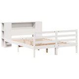 Bookcase Bed without Mattress White 135x190 cm Double Solid Wood Pine 3321847