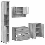 Bathroom Furniture Set with Drawer with Shelf 4 pcs Grey Sonoma 3393089