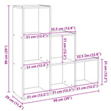 Room Divider Bookcase 3-Tier Concrete Grey 99x29x99 cm Engineered Wood 857961