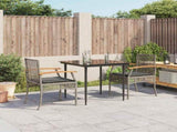 3 Piece Garden Dining Set with Cushions Grey Poly Rattan 3213610