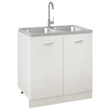 ZNTS Kitchen Sink with Double Basins Silver 800x500x155 mm Stainless Steel 147234